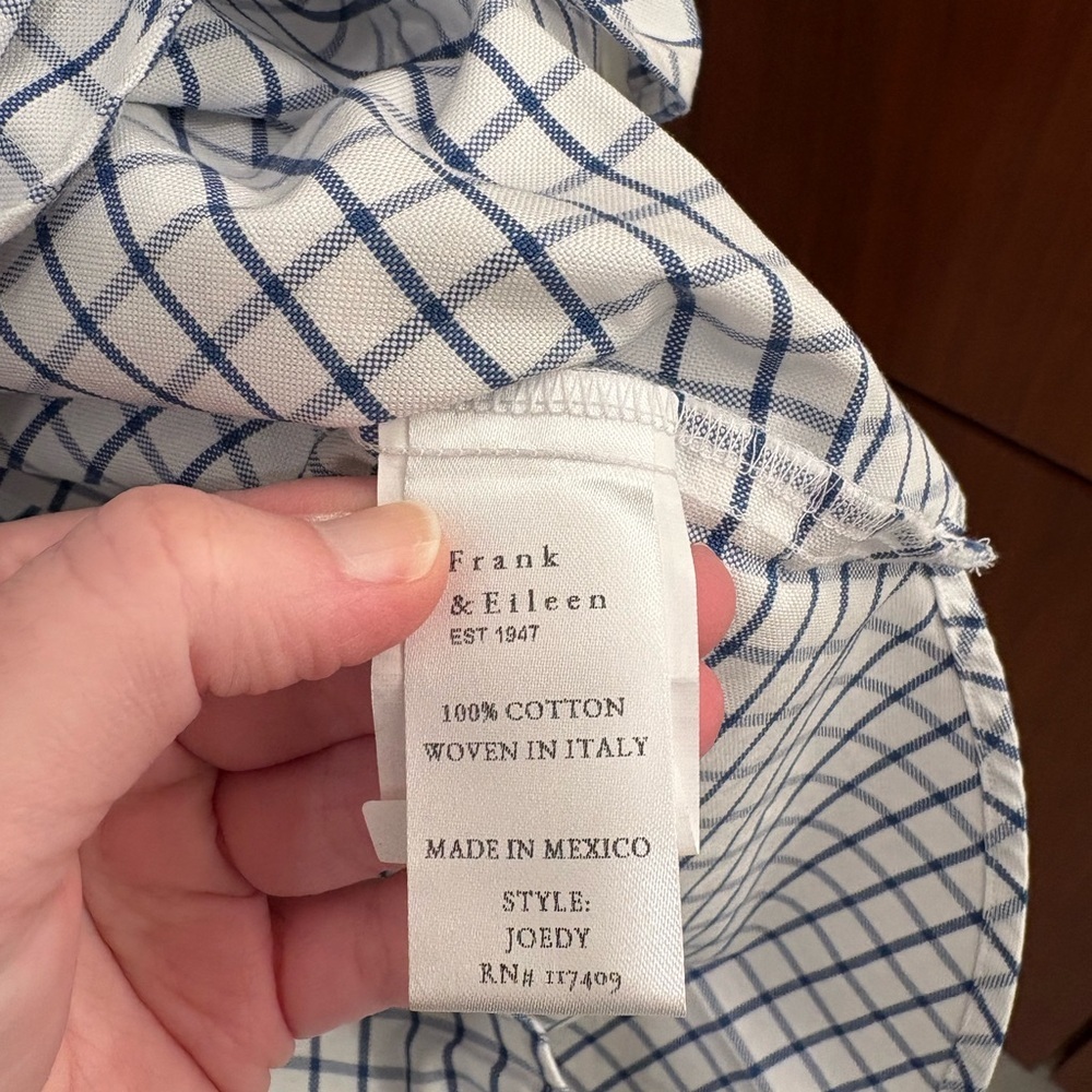 Frank & Eileen Joedy Boyfriend Cotton Button Up Shirt Blue White Size Small - Picture 8 of 11